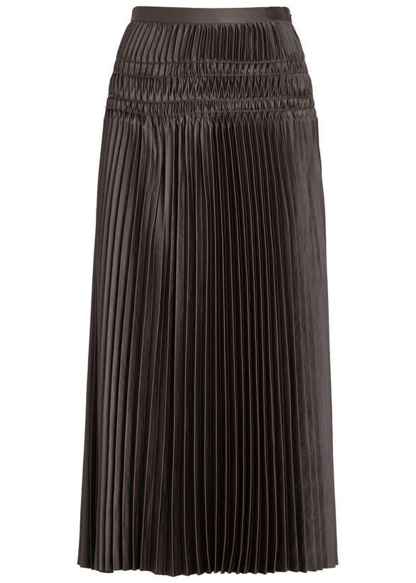 Photo: Joseph Hayes Plissé Satin Midi Skirt Brown