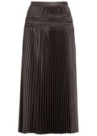 Joseph Hayes Plissé Satin Midi Skirt Brown
