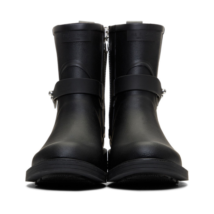 Rag and Bone Black Moto Rain Boots Rag and Bone