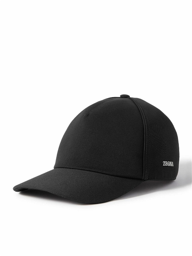 Photo: Zegna - Logo-Appliquéd Cotton and Wool-Blend Twill Baseball Cap - Black