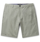 Club Monaco - Maddox Pinstriped Linen and Cotton-Blend Shorts - Green