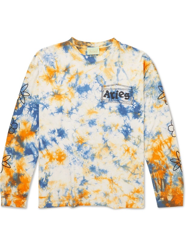 Photo: Aries - Printed Tie-Dyed Cotton-Jersey T-Shirt - White
