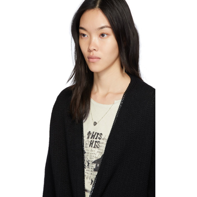 Saint Laurent Black Chain Trim Long College Cardigan