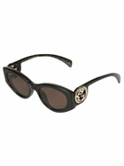 Gucci Eyewear Logo Lens Oval Sunglasses