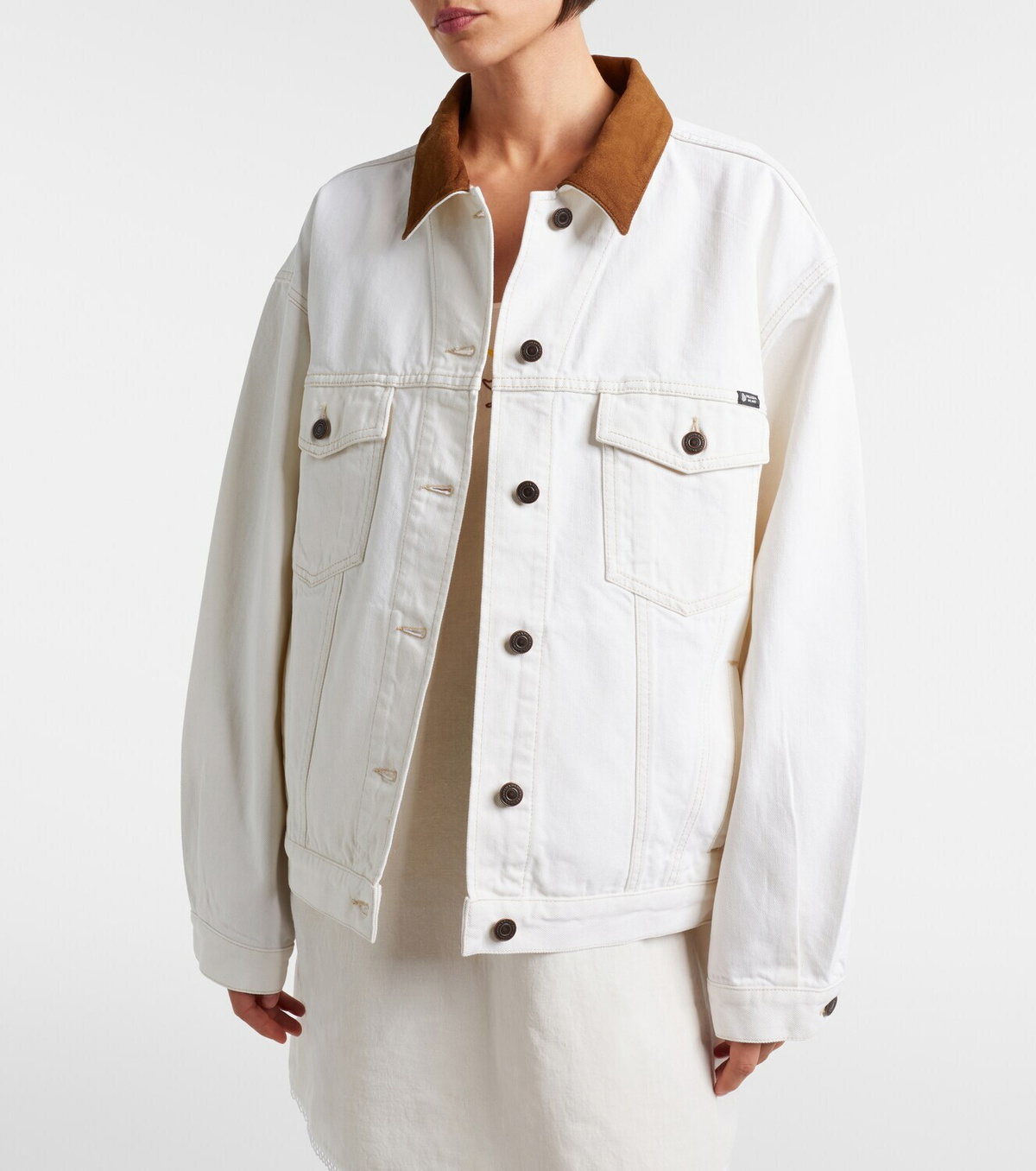 Prada Suede-trimmed denim jacket
