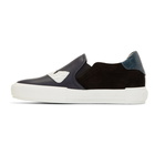 Fendi Black and Blue Bag Bugs Slip-On Sneakers