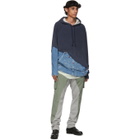 Greg Lauren Navy 50/50 Denim Hoodie