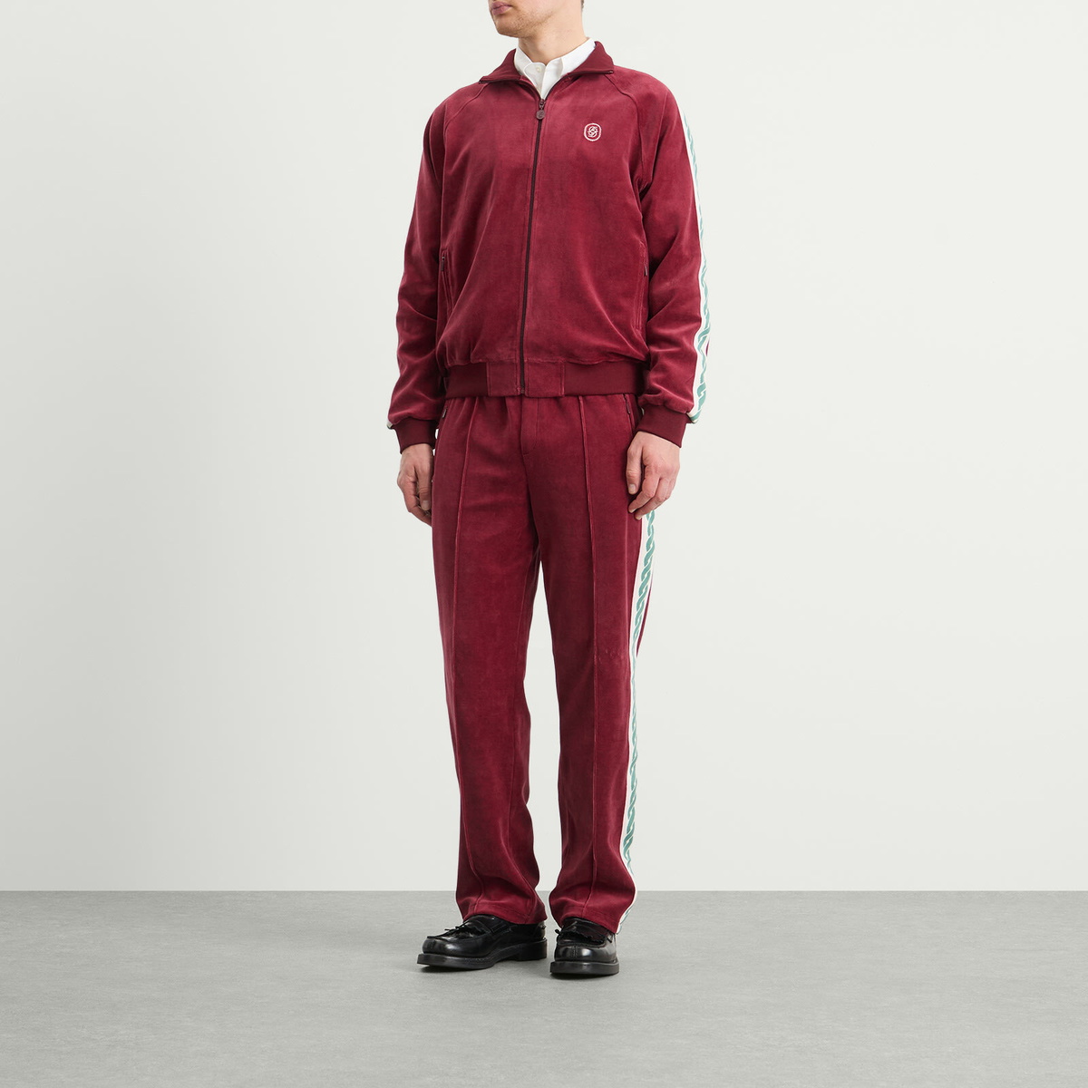 Drôle de Monsieur Men's Drole De Monsieur Velvet Zip Jacket in Wine