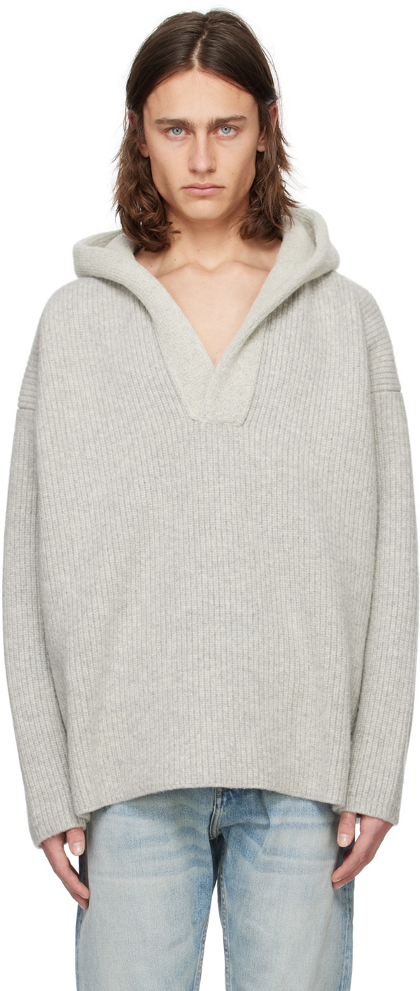 Photo: Fear of God Gray V-Neck Hoodie