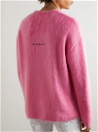 Givenchy - Logo-Embroidered Brushed Mohair-Blend Sweater - Pink