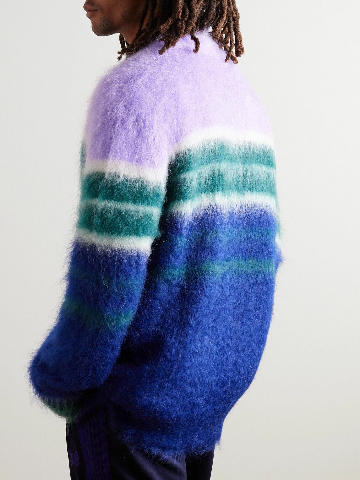 Marni - Striped Mohair-Blend Cardigan - Purple Marni Marni - Striped Mohair-Blend Cardigan - Purple Marni