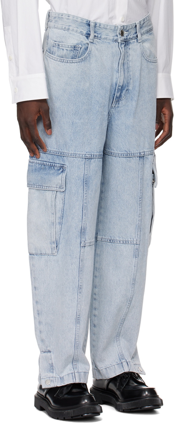 Solid Homme Blue Balloon Denim Cargo Pants