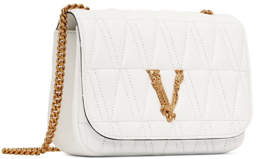 Versace Virtus Quilted Evening Bag Optical White