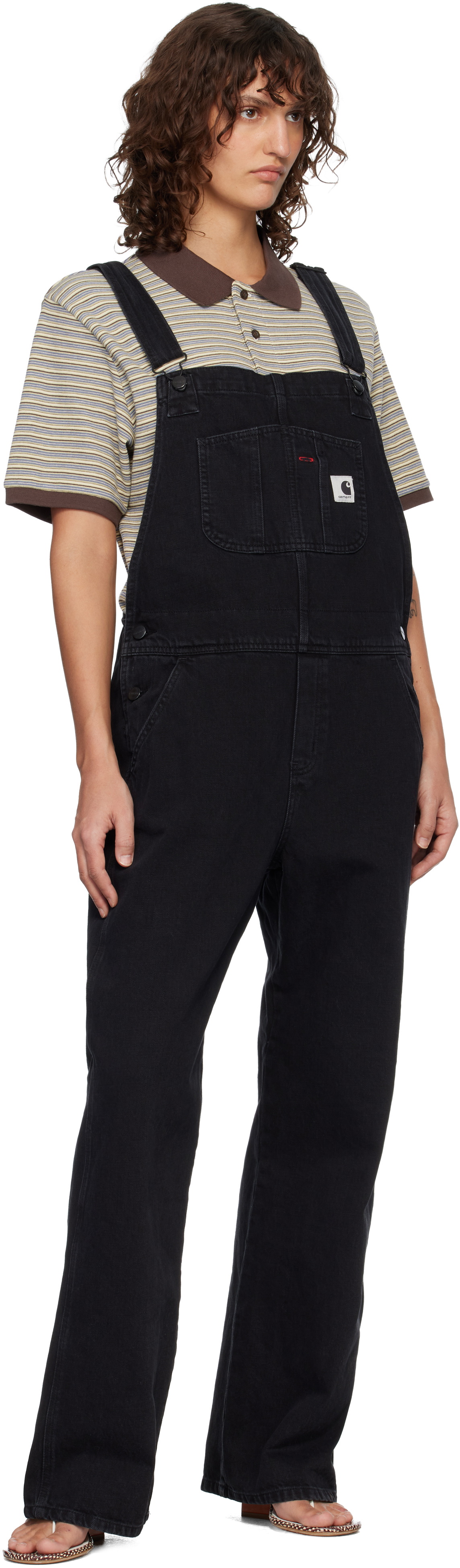 Carhartt Work In Progress Black Bib Straight Denim Overalls