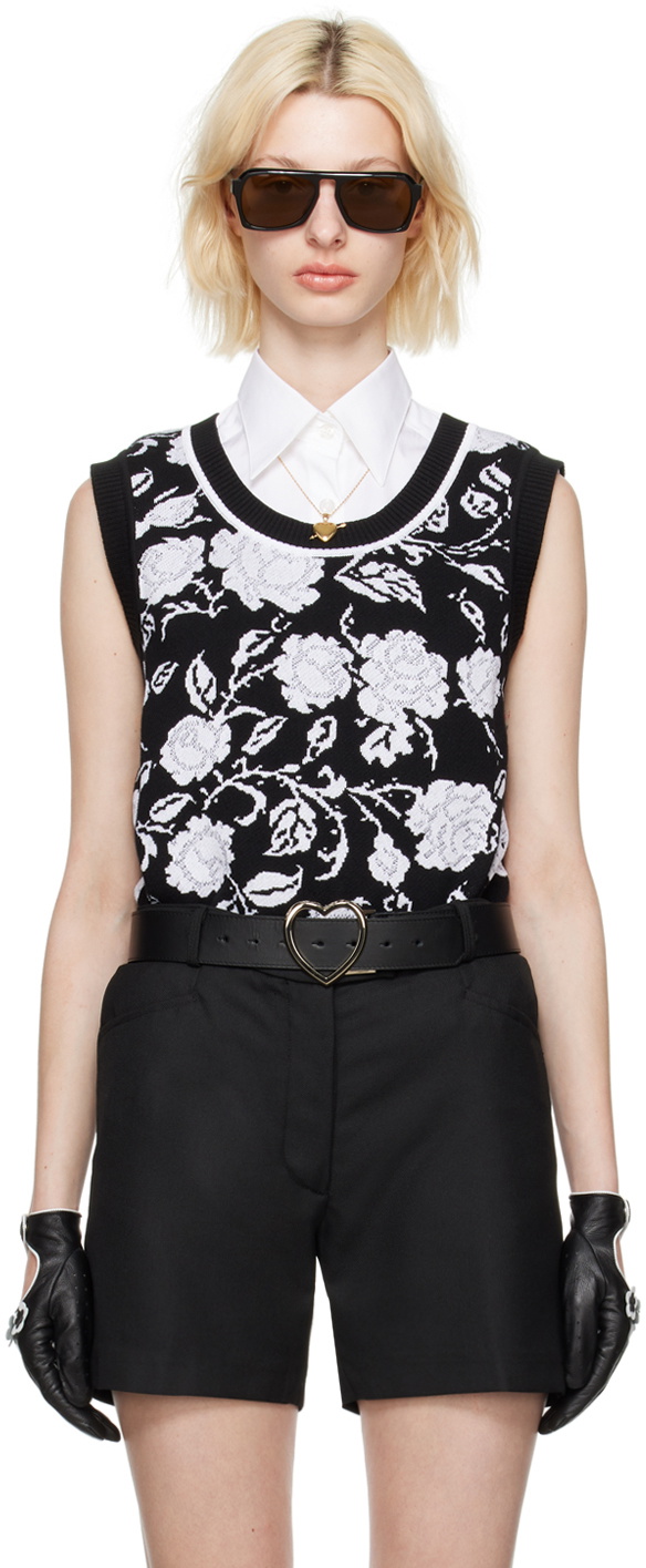 Ernest W. Baker Black & White Rose Tank Top