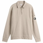 C.P. Company Men's Malfile Fleece Quarter Zip Collared Sweatshirt in Dove