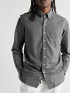 Drake's - Button-Down Collar Cotton-Flannel Shirt - Gray