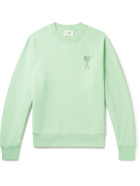 AMI PARIS - Logo-Appliquéd Cotton-Jersey Sweatshirt - Green