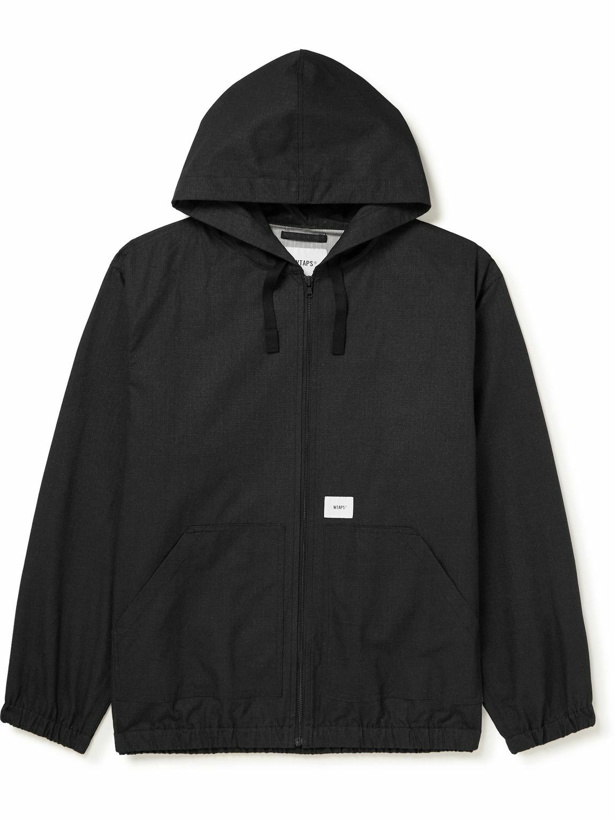 Photo: WTAPS - Logo-Appliquéd Cotton-Poplin Hooded Jacket - Black