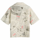 END. x PICANTE Headline Printed Linen Short Sleeve Shirt in Ivory