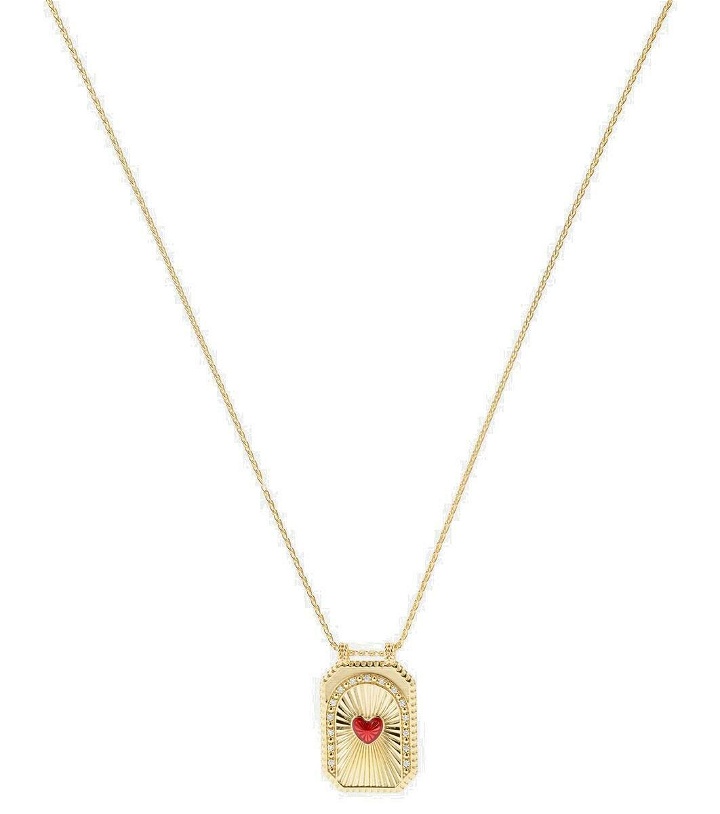 Photo: Marie Lichtenberg Heart Scapular 18kt gold necklace with diamonds and enamel