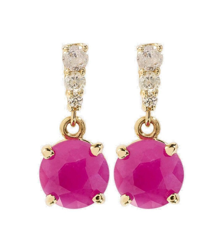 Photo: Stone and Strand 14kt gold earrings with rubies and diamonds