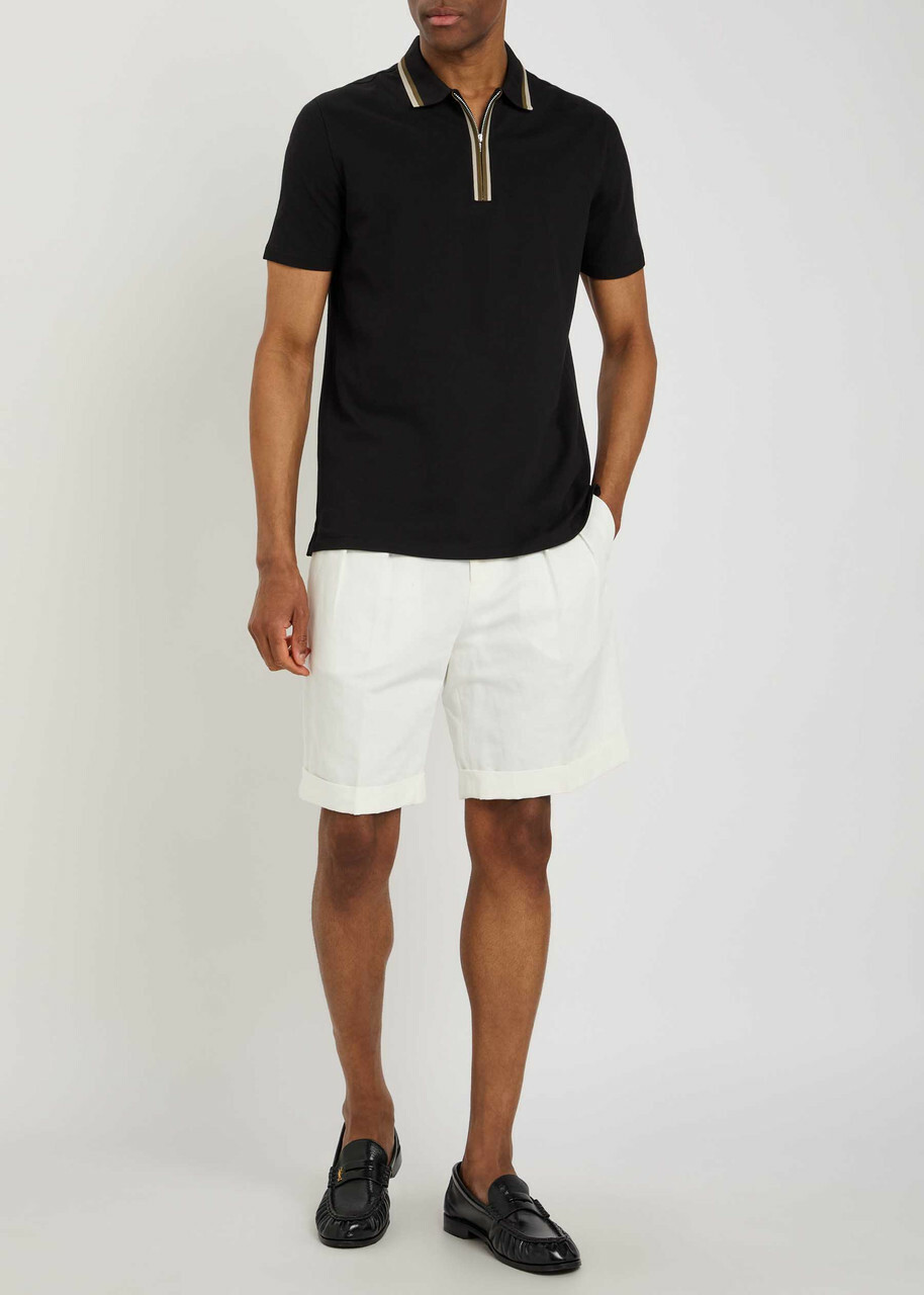 PS Paul Smith Striped-trim Stretch-cotton Polo Shirt Black