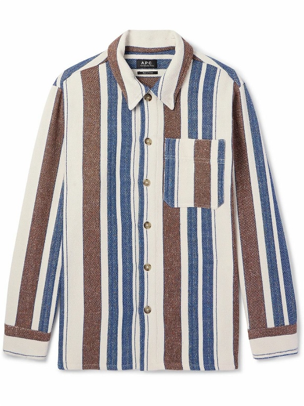 Photo: A.P.C. - Stefan Striped Recycled Cotton-Blend Overshirt - White
