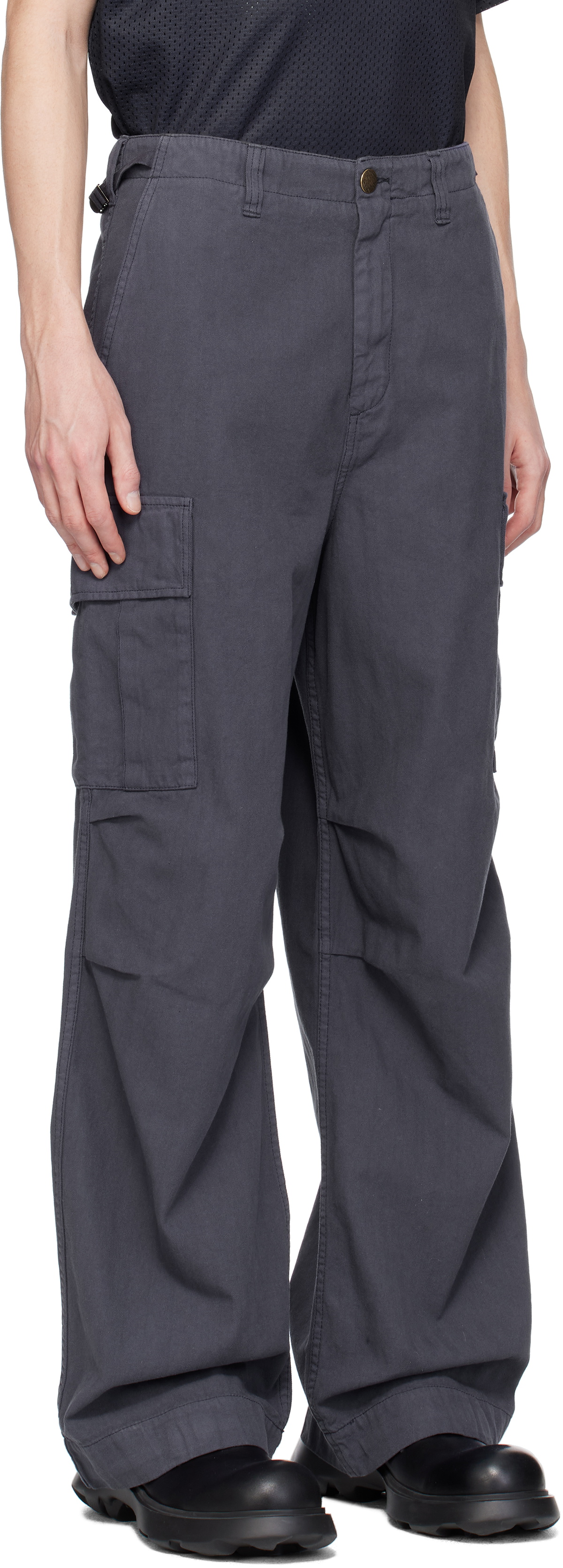 Palmes Blue Herringbone Cargo Pants