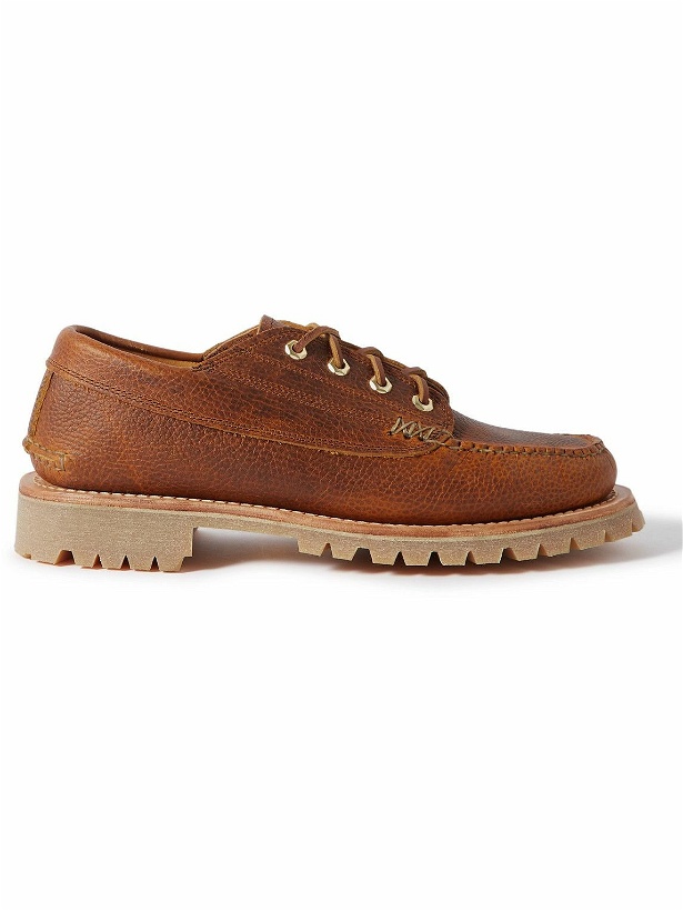 Photo: Yuketen - Angler Textured-Leather Boat Shoes - Brown