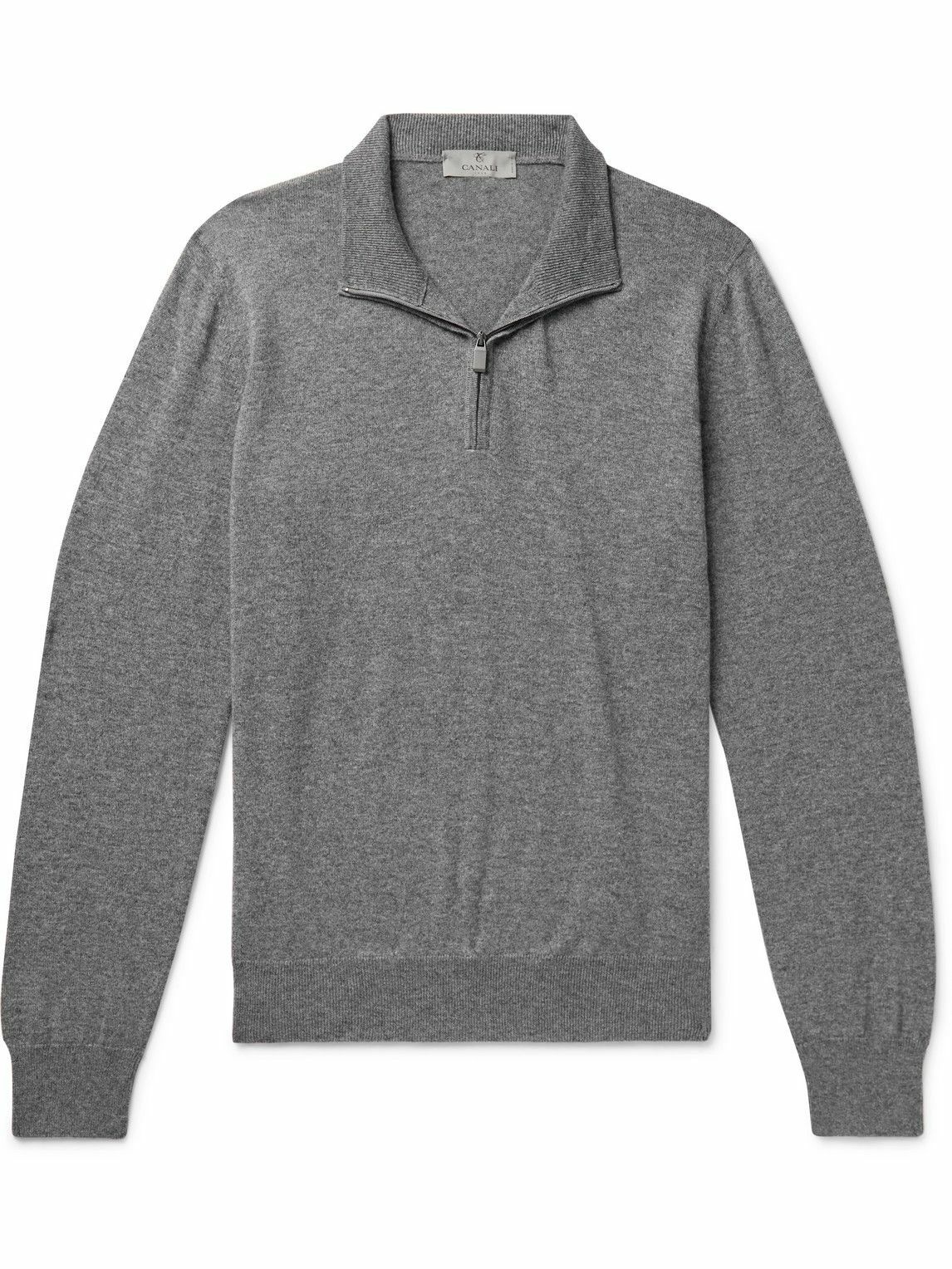 Canali - Slim-Fit Cashmere Half-Zip Sweater - Gray Canali