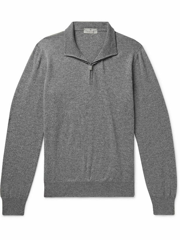 Photo: Canali - Slim-Fit Cashmere Half-Zip Sweater - Gray