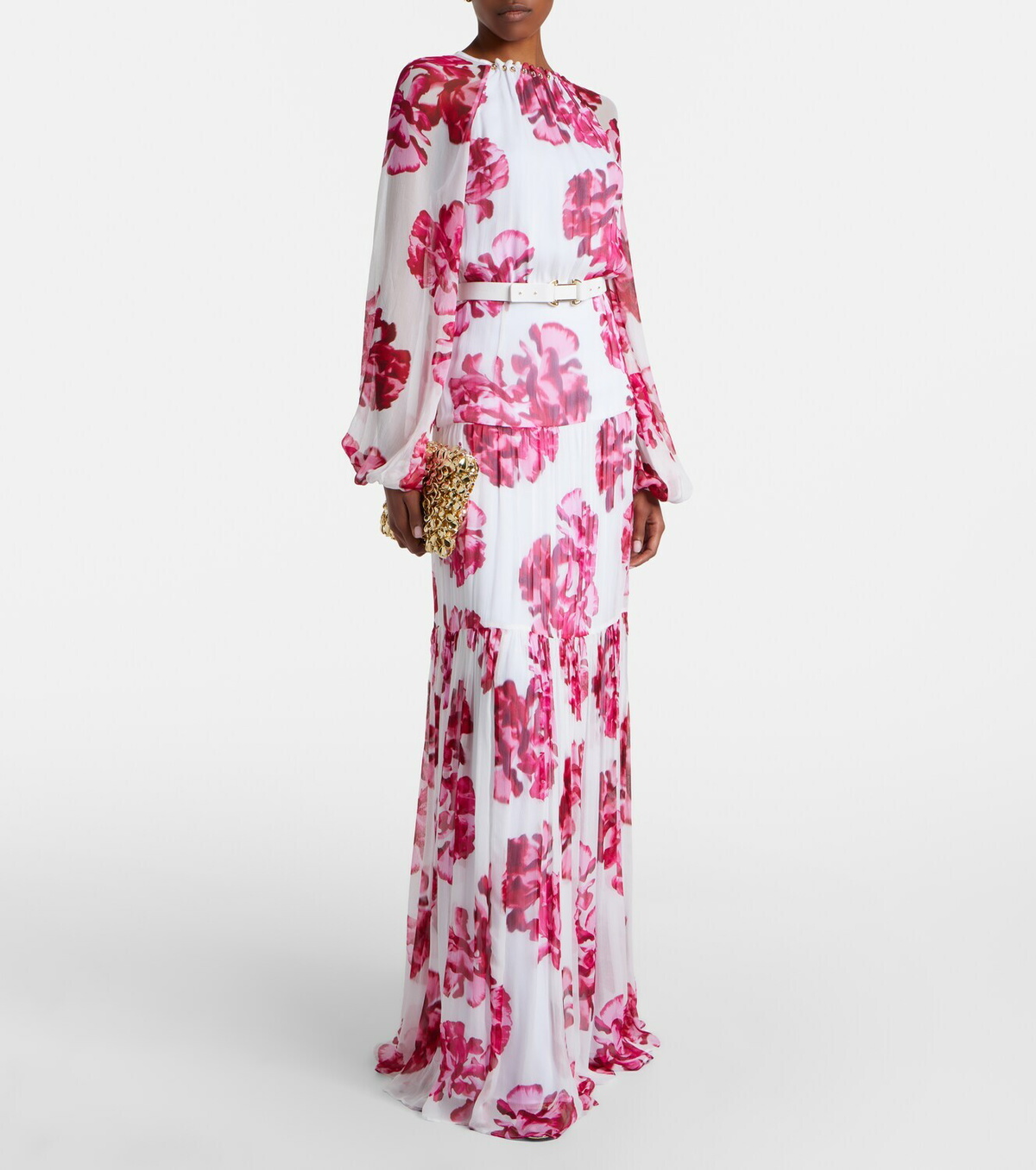 Rebecca Vallance Damask floral georgette maxi dress