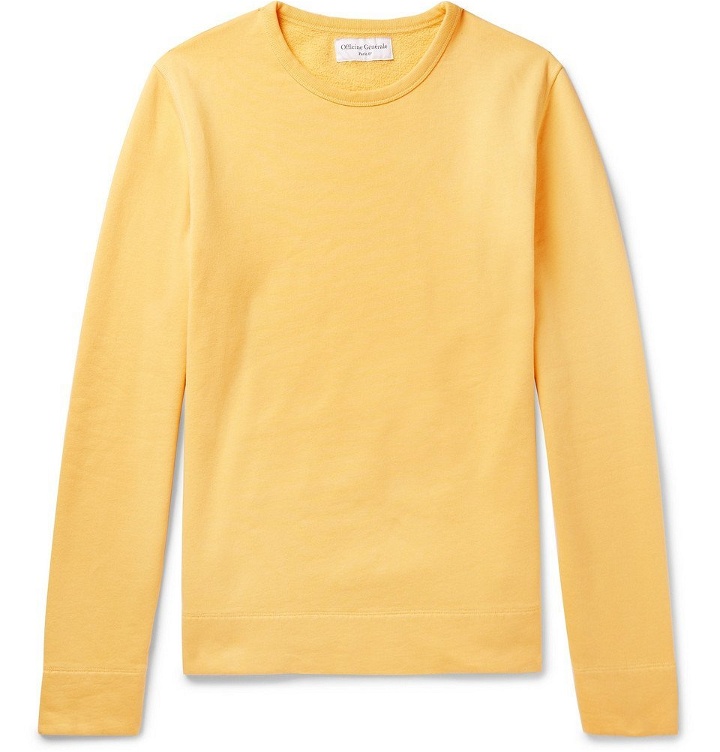 Photo: Officine Generale - Fleece-Back Cotton-Jersey Sweatshirt - Men - Yellow