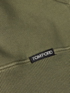 TOM FORD - Garment-Dyed Cotton-Jersey Zip-Up Hoodie - Green