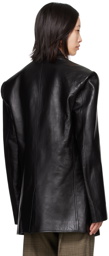 LU'U DAN Black Oversized Tailored Leather Jacket