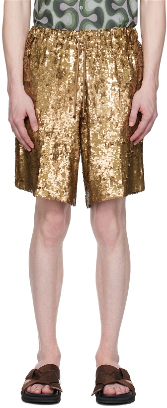 Photo: Dries Van Noten Gold Embellished Shorts