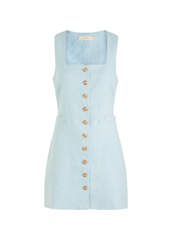 Photo: Faithfull The Brand Jaques Linen Mini Dress Blue