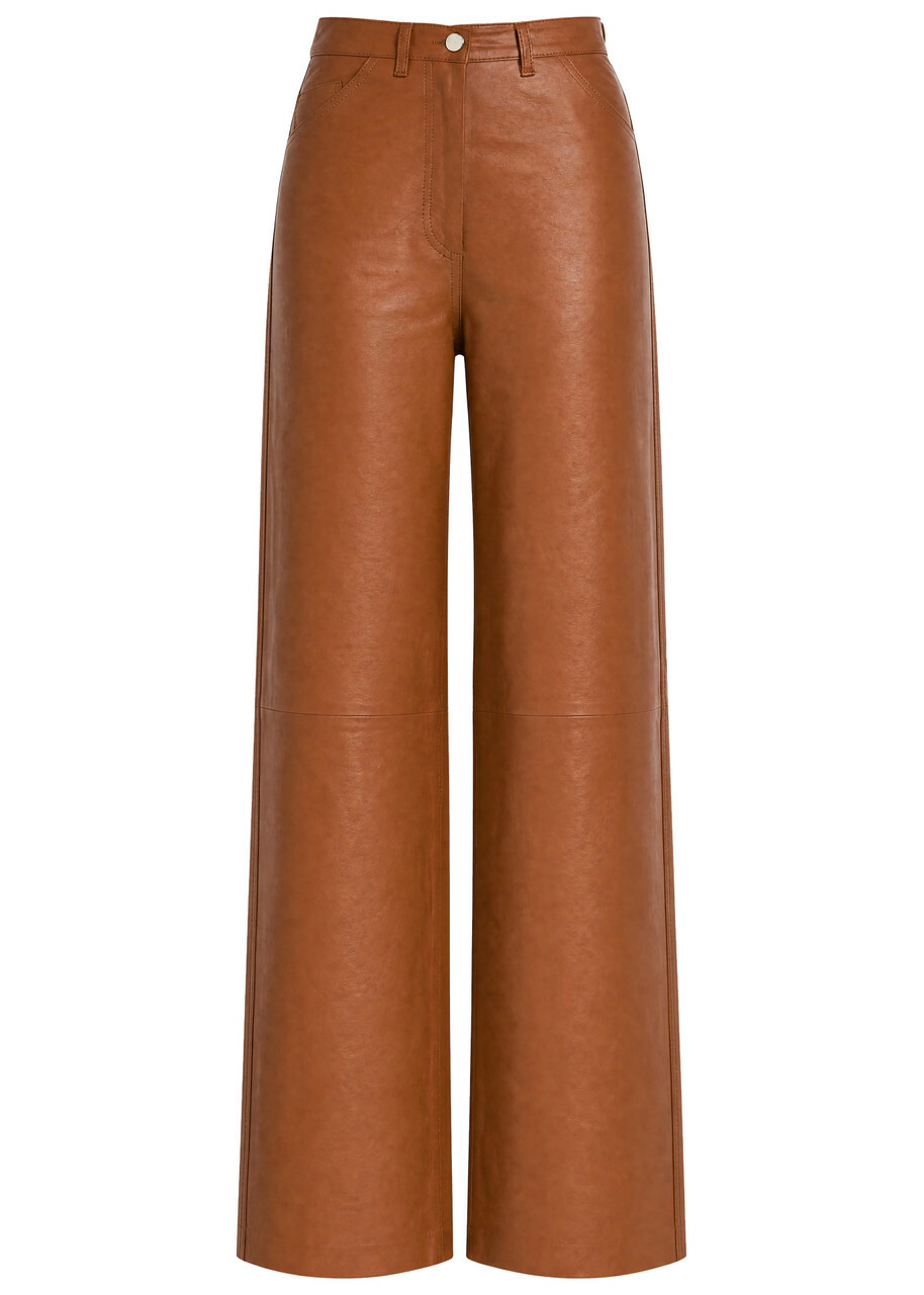 Skiim Marcella Straight-leg Leather Trousers Brown