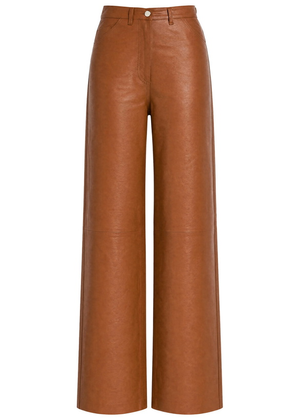Photo: Skiim Marcella Straight-leg Leather Trousers Brown