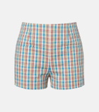 Faithfull Aurora checked cotton and linen shorts