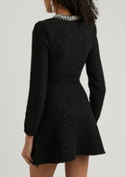 Self-portrait Crystal-embellished Cotton-blend Mini Dress Black