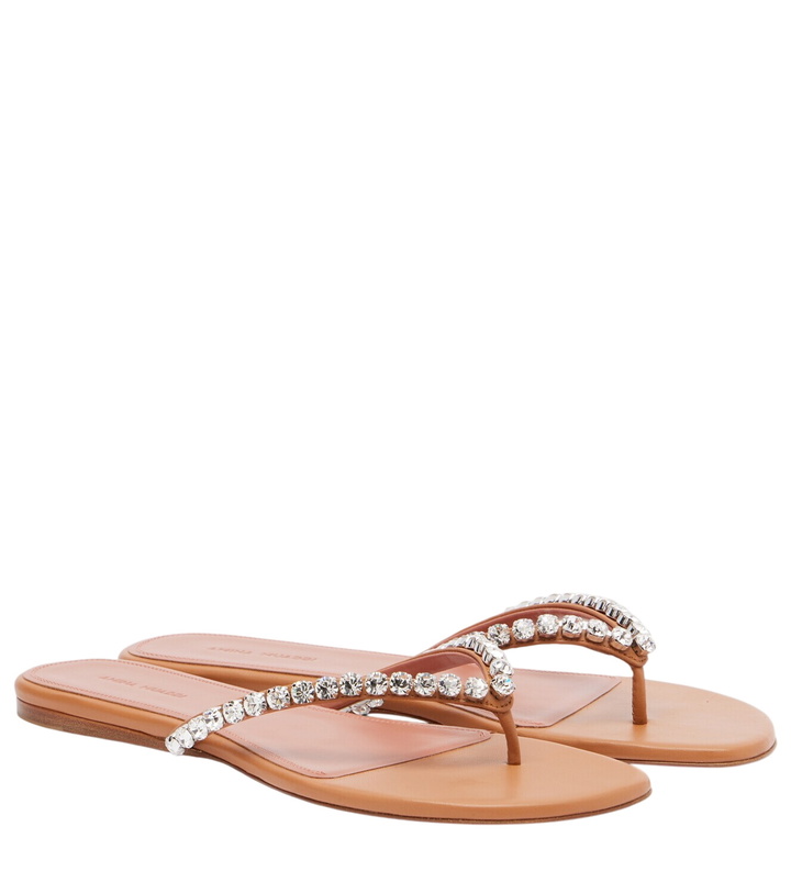 Photo: Amina Muaddi Gigi embellished leather thong sandals