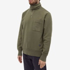 Universal Works Men's Half Zip Sweat in Green