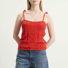 Levi's Women's Abbey Tie Shoulder Crochet Tank in Signal Red