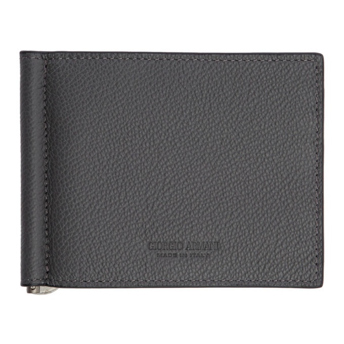 Photo: Giorgio Armani Grey Tumbled Leather Wallet