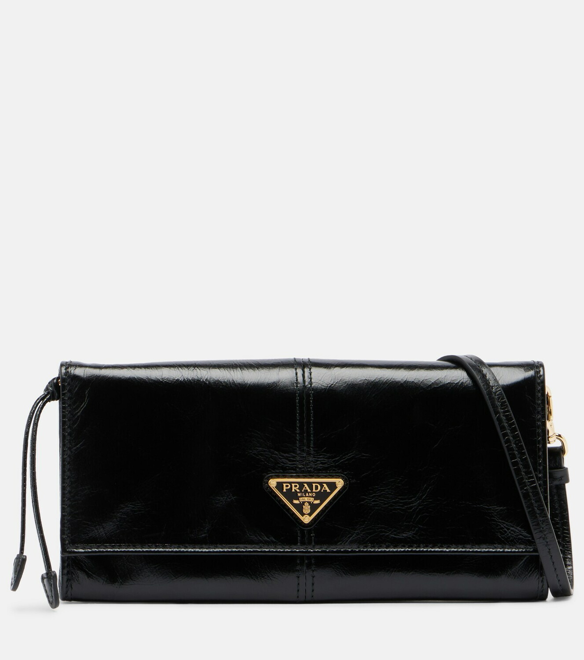 Prada Logo leather pouch with strap
