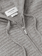 Thom Browne - Striped Textured Wool and Cashmere-Blend Zip-Up Hoodie - Gray