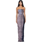 Rick Owens Pink & Navy Tower Bustier Denim Maxi Dress