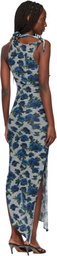 Coperni Navy Flower Midi Dress